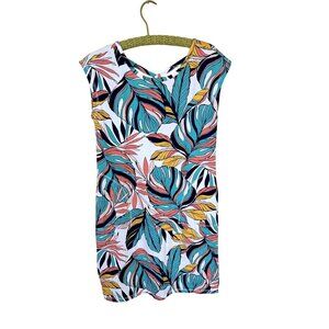 T By Talbots Womens Dress Tropical Petite Small SPF Outdoor Sleeveless Blue